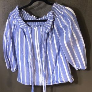 😍😍 Off the shoulder blue and white blouse